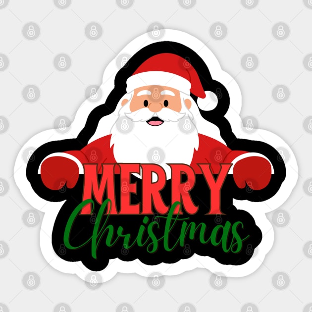 Merry Christmas Santa Peek - Cute Holiday Greeting Sticker by Creatifly Graphic Tees